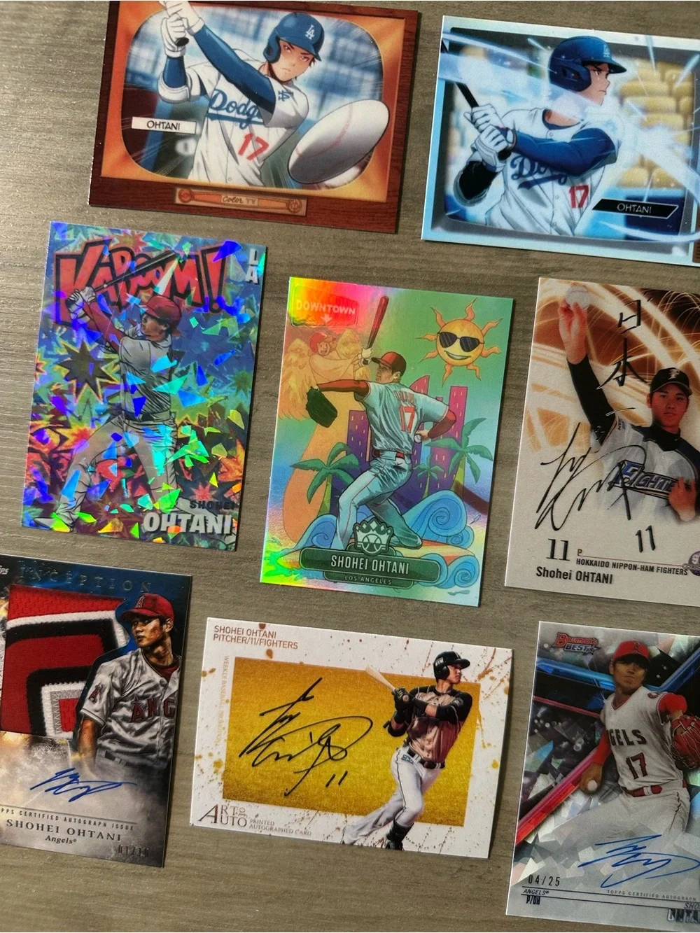 Shohei Ohtani Signed Rookie Lot of (8) Kaboom Downtown BBM Nov Cards. - Picture 4 of 5